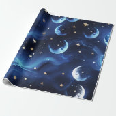 Inpakpapier saffierblauw hemelmaan (Uitgerold)