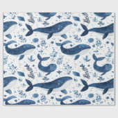 Inpakpapier, Schattige walvisontwerp, cadeauwrapro Cadeaupapier (Vlak)