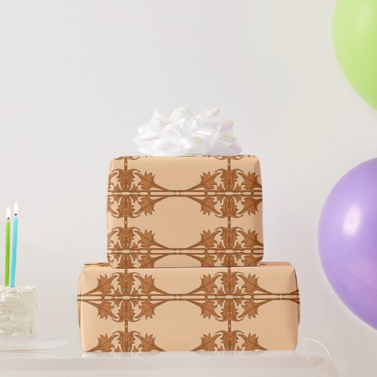 Inpakpapier - schuine bladeren in betegeld patroon (Feestgeschenken)