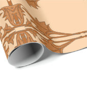 Inpakpapier - schuine bladeren in betegeld patroon (Rol Hoek)