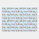 inpakpapier set van 3, blauwe en blauwgroen kleurt (Voorkant 3)