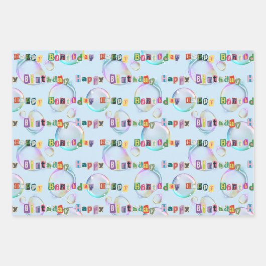 inpakpapier set van 3, blauwe en blauwgroen kleurt (Voorkant 3)