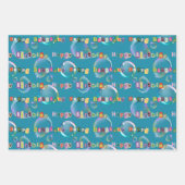 inpakpapier set van 3, blauwe en blauwgroen kleurt (Voorkant 2)