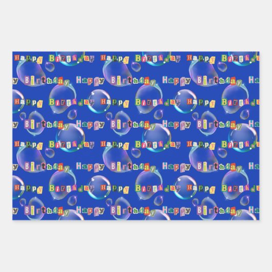 inpakpapier set van 3, blauwe en blauwgroen kleurt (Voorkant)