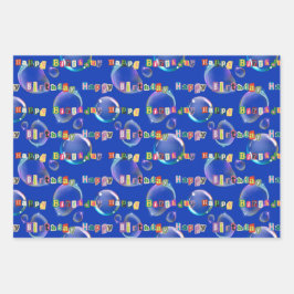 inpakpapier set van 3, blauwe en blauwgroen kleurt vel