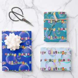 inpakpapier set van 3, blauwe en blauwgroen kleurt vel