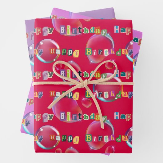 inpakpapier set van 3, rode kleurtonen (In situ)