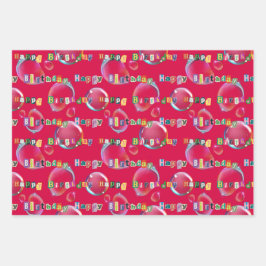 inpakpapier set van 3, rode kleurtonen