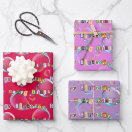 inpakpapier set van 3, rode kleurtonen vel