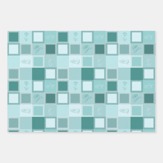 Inpakpapier set van 3 vellen geometrie design (Voorkant 2)