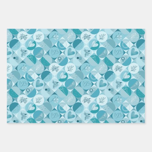 Inpakpapier set van 3 vellen geometrie design (Voorkant)