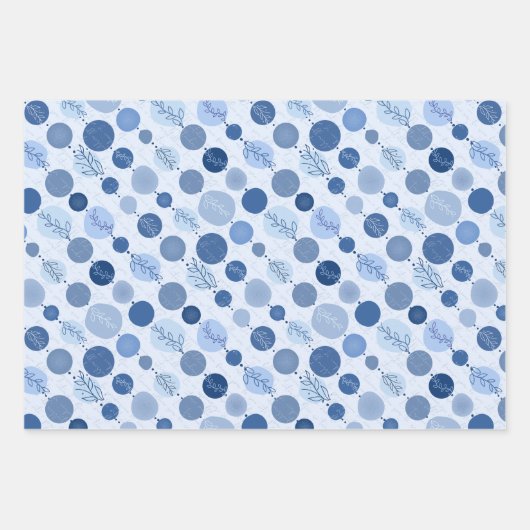 inpakpapier set van 3 vlakke vellen blauwe kleur (Voorkant 2)