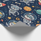 Inpakpapier Space Robot Dog – Cute Patroon (Hoek)