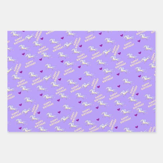 Inpakpapier vellen Happy Birthday eenhoorn (Voorkant)