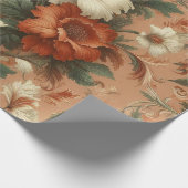 Inpakpapier - verbrand Sinaasappel, crème, mos gro (Hoek)