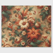 Inpakpapier - verbrand Sinaasappel, crème, mos gro (Vlak)