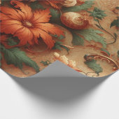 Inpakpapier - verbrand Sinaasappel, crème, mos gro (Hoek)