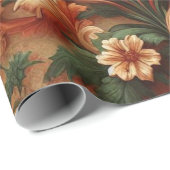 Inpakpapier - verbrand Sinaasappel, crème, mos gro (Rol Hoek)