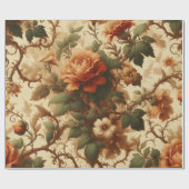 Inpakpapier - verbrand Sinaasappel, crème, mos gro (Vlak)