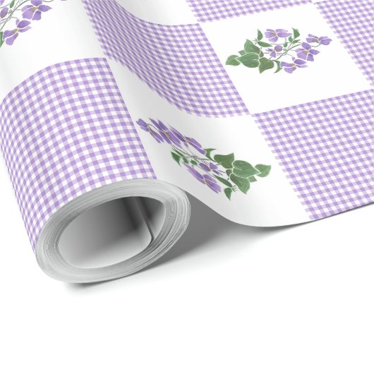 Inpakpapier: Violet Faux-Patchwork Patroon Cadeaupapier (Rol Hoek)