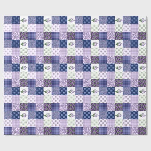 Inpakpapier: Violet Faux-Patchwork Patroon Cadeaupapier (Vlak)