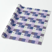 Inpakpapier: Violet Faux-Patchwork Patroon Cadeaupapier (Uitgerold)