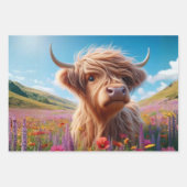 Inpakpapier voor Decoupage 3 Schotse Hooglanders Vel (Voorkant 3)