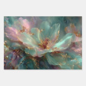 Inpakpapier voor Decoupage Turquoise Goud Bloemen Vel (Voorkant 3)
