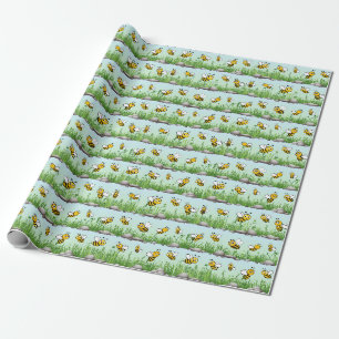 Inpakpapier voor kinderen met schattige bijen