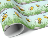 Inpakpapier voor kinderen met schattige bijen (Rol Hoek)