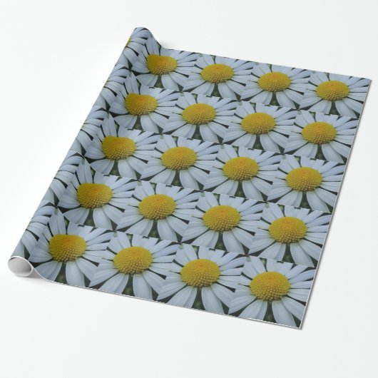 Inpakpapier wit Chrysanthemum (Uitgerold)