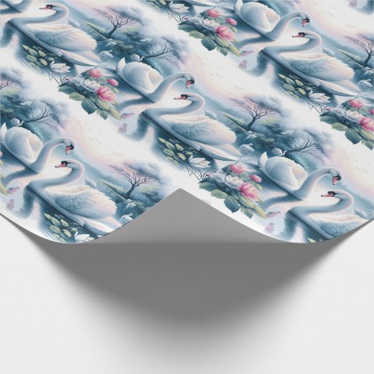 Inpakpapier - Zwanen op een rustig meer (Hoek)
