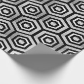 Inpakpapier Zwart Wit Hexagon Geometrisch (Hoek)