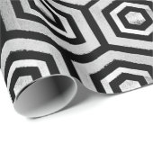 Inpakpapier Zwart Wit Hexagon Geometrisch (Rol Hoek)