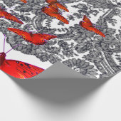 INPAKPAPIER ZWART-WIT RODE VLINDERS (Hoek)