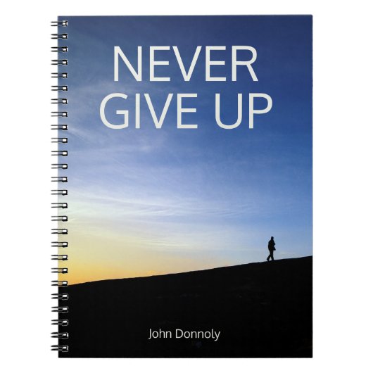 Inpirationeel bericht, nooit opgeven, Journal Notitieboek (Voorkant)