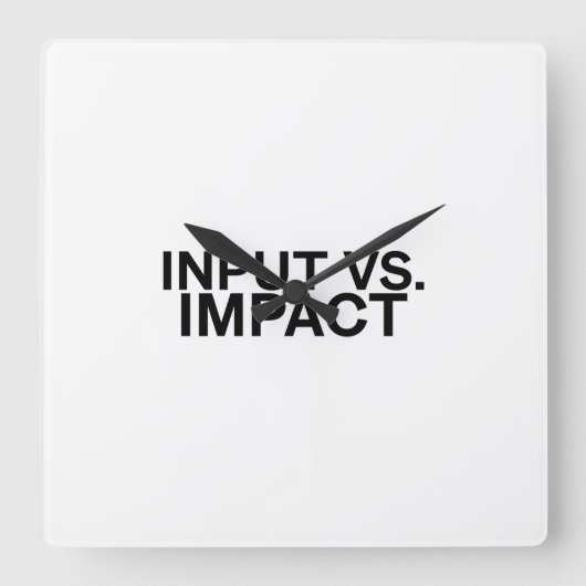 Input versus Impact Minimalistische Wandklok (Voorkant)