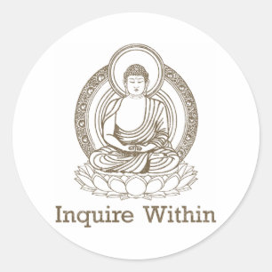 Inquire binnen boeddha ronde sticker