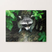 Inquisitief Raccoon in Struik Legpuzzel (Horizontaal)