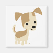 Inquisitieve kleine hond cartoon magneet (Voorkant)