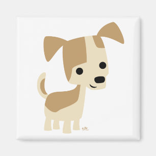 Inquisitieve kleine hond cartoon magneet