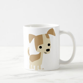 Inquisitieve kleine hond cartoon mok