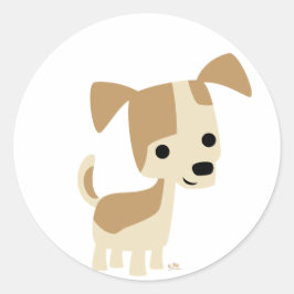 Inquisitieve kleine hond cartoon sticker