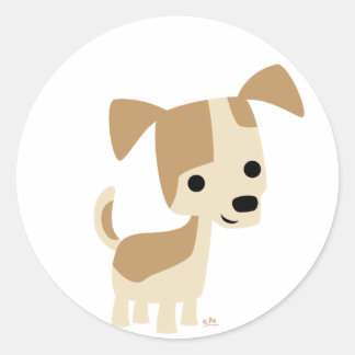 Inquisitieve kleine hond cartoon sticker