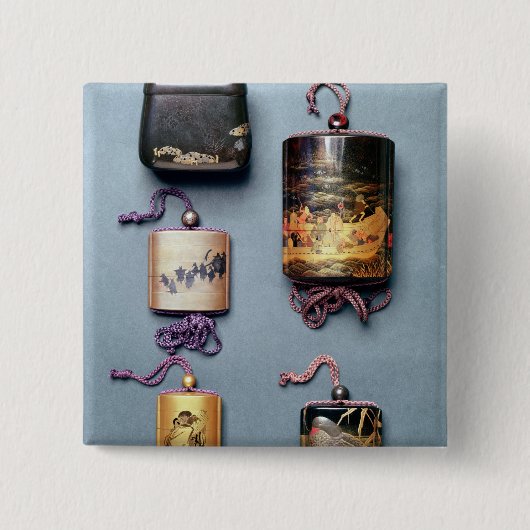 Inro- en tabakszak vierkante button 5,1 cm (Voorkant)