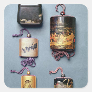 Inro- en tabakszak vierkante sticker