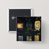 Inro Hoesjes, 19e eeuw Vierkante Button 5,1 Cm (Voorkant /achterkant)