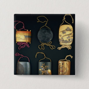 Inro Hoesjes, 19e eeuw Vierkante Button 5,1 Cm