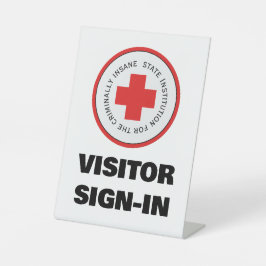 Insane Asylum Halloween Bezoeker Inloggen Reclamebord Met Voetstuk