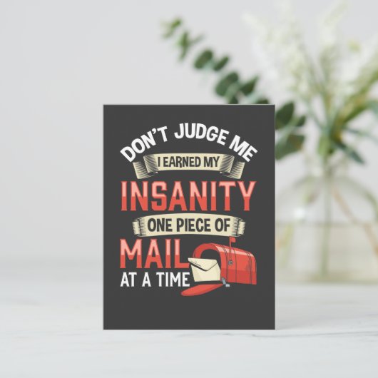 Insane Mailman Quote voor Crazy Mail Carrier Briefkaart (Staand voorkant)
